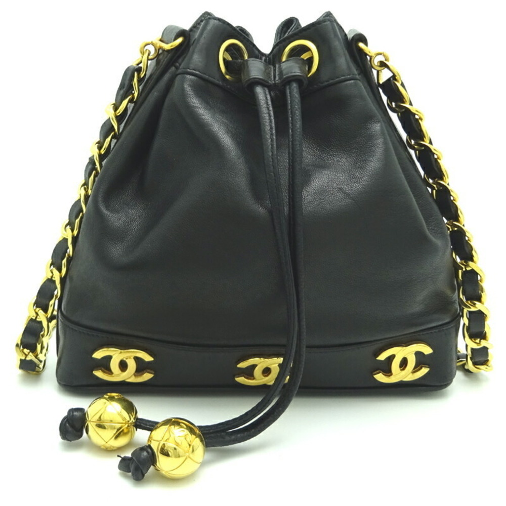 Chanel Triple Coco Drawstring Chain Lambskin Shou… - image 1